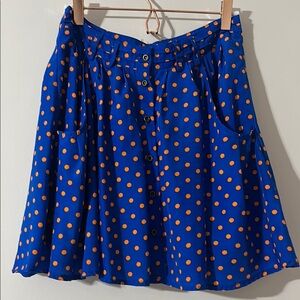 Blue and Orange Polka Dot Mini Skirt Alice Moon